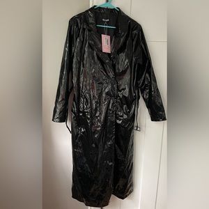 Missy Empire Leather Trench Coat. Size 10. Black.